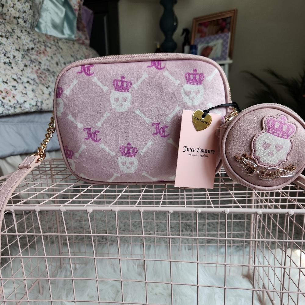 Juicy Couture Pink Skull Crossbody Bag Set